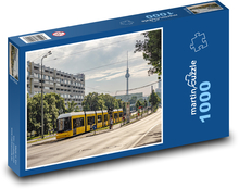 Żółty tramwaj - ruch miejski Puzzle 1000 elementów - 60x46 cm