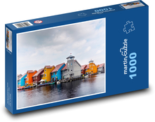Groningen - barevné domy, Nizozemí Puzzle 1000 dílků - 60 x 46 cm