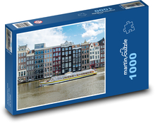 Amsterdam - budynki, kanał Puzzle 1000 elementów - 60x46 cm