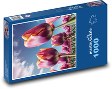 Fialové tulipány - jarní květiny Puzzle 1000 - 60x46 cm