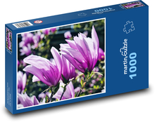 Lila Magnolie - Blume, Garten Puzzle 1000 Teile - 60 x 46 cm