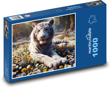 Divoký bílý tygr  Puzzle 1000 - 60x46 cm