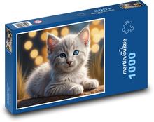 Kätzchen mit Weihnachtsbeleuchtung Puzzle 1000 Teile - 60 x 46 cm