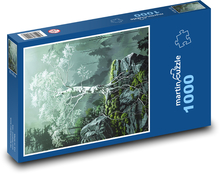Bříza rostoucí na skále Puzzle 1000 dílků - 60 x 46 cm