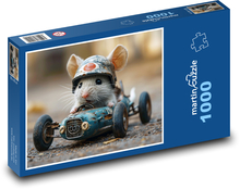 Myš jazdí v pretekárskom aute Puzzle 1000 dielikov - 60 x 46 cm 
