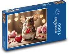 A mouse in love with a heart Puzzle 1000 pieces - 60 x 46 cm 