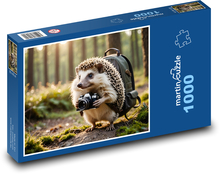 Ježek v lese s foťákem Puzzle 1000 dílků - 60 x 46 cm