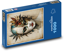 Portrét ženy v maske Puzzle 1000 dielikov - 60 x 46 cm 