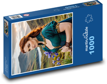 Porträt einer Frau in den Bergen Puzzle 1000 Teile - 60 x 46 cm