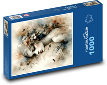 Dívka s květinami Puzzle 1000 dílků - 60 x 46 cm