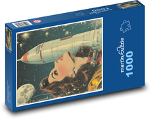 Astronautka s raketou Puzzle 1000 dielikov - 60 x 46 cm 