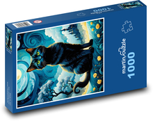 Černá kočka v noci Puzzle 1000 dílků - 60 x 46 cm