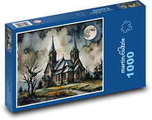 Kostol v noci Puzzle 1000 dielikov - 60 x 46 cm 
