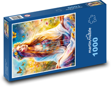 Hippie woman with butterflies Puzzle 1000 pieces - 60 x 46 cm
