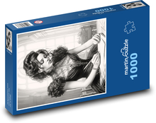 Kobieta w czarnej sukience Puzzle 1000 elementów - 60x46 cm
