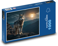 Vlk - noc, měsíc Puzzle 1000 dílků - 60 x 46 cm