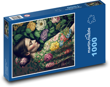 Žena - květiny, krása Puzzle 1000 dílků - 60 x 46 cm