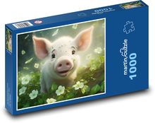 Schwein - Blumen, Ferkel Puzzle 1000 Teile - 60 x 46 cm