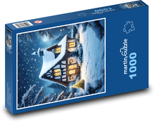 Winter-Weihnachtslandschaftshaus Puzzle 1000 Teile - 60 x 46 cm