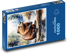 Bobr sedící u řeky Puzzle 1000 dílků - 60 x 46 cm