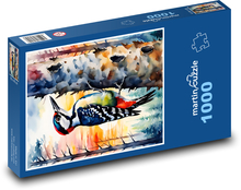 Datel v lese na stromě Puzzle 1000 dílků - 60 x 46 cm