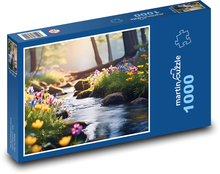 Kvetoucí les u řeky Puzzle 1000 dílků - 60 x 46 cm