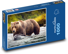Łowienie niedźwiedzi w rzece Puzzle 1000 elementów - 60x46 cm