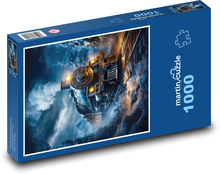 Night steam train ride Puzzle 1000 pieces - 60 x 46 cm 
