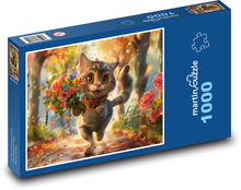 Lachende Blumenkatze Puzzle 1000 Teile - 60 x 46 cm