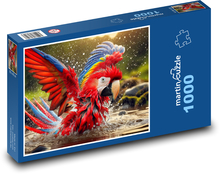 Ara papuga w wodzie Puzzle 1000 elementów - 60x46 cm