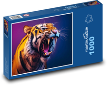 Tiger mit offenem Mund Puzzle 1000 Teile - 60 x 46 cm