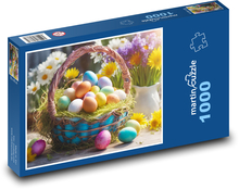Veľkonočný kôš s jarnými kvetmi Puzzle 1000 dielikov - 60 x 46 cm 
