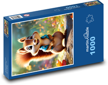 Vysmátá veverka ve vestě Puzzle 1000 dílků - 60 x 46 cm