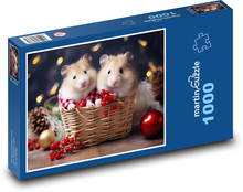 Niedliche Hamster im Korb Puzzle 1000 Teile - 60 x 46 cm