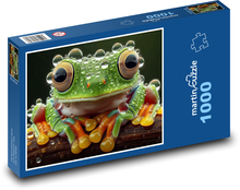 Zelená žába s kapkami vody Puzzle 1000 dílků - 60 x 46 cm