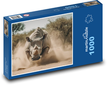 Běžící nosorožec savanou Puzzle 1000 dílků - 60 x 46 cm