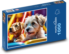 Urocze szczeniaki na huśtawce Puzzle 1000 elementów - 60x46 cm