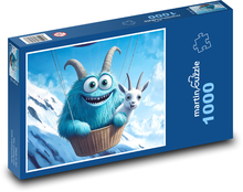 Lachendes Monster und Ziege im Ballon Puzzle 1000 Teile - 60 x 46 cm