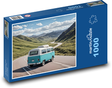 Výlet retro autem na horách Puzzle 1000 dílků - 60 x 46 cm