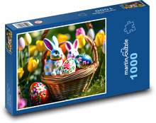 Kosz wielkanocny z pisankami i królikami Puzzle 1000 elementów - 60x46 cm