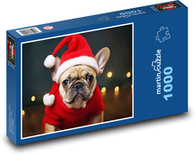 Pies w świątecznym kapeluszu Puzzle 1000 elementów - 60x46 cm