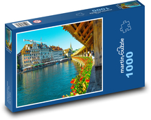 Lucern - Švajčiarsko, most Puzzle 1000 dielikov - 60 x 46 cm