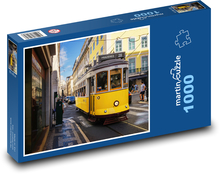 Gelbe Straßenbahn in der Stadt Puzzle 1000 Teile - 60 x 46 cm