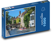 Brügge - Belgien, Boote auf dem Kanal Puzzle 1000 Teile - 60 x 46 cm