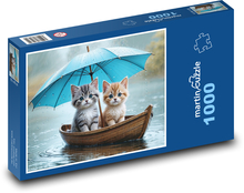 Kittens - rain, boat Puzzle 1000 pieces - 60 x 46 cm 