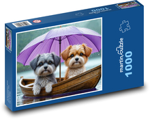 Psy na lodi - šteniatko, domáce zviera Puzzle 1000 dielikov - 60 x 46 cm 
