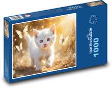 Weiße Katze - Kätzchen, Haustier Puzzle 1000 Teile - 60 x 46 cm