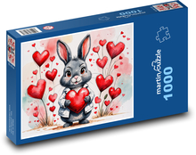 Walentynki - Zając Puzzle 1000 elementów - 60x46 cm
