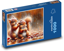 Squirrels in the Rain Puzzle 1000 pieces - 60 x 46 cm 