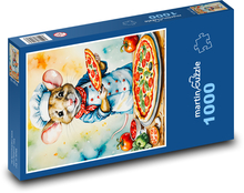 Myš a pizza Puzzle 1000 dielikov - 60 x 46 cm 